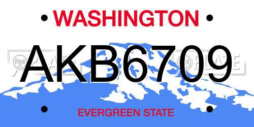 AKB6709 Washington License Plate