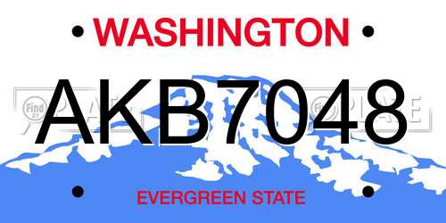 AKB7048 Washington License Plate