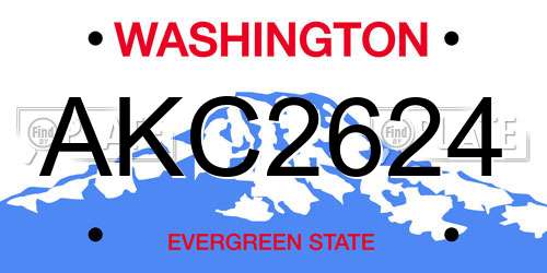 AKC2624 Washington License Plate