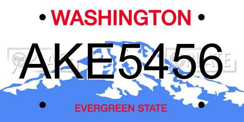 AKE5456 Washington License Plate