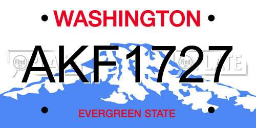 AKF1727 Washington License Plate