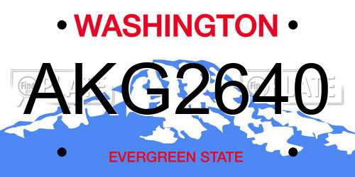 AKG2640 Washington License Plate