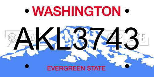 AKL3743 Washington License Plate