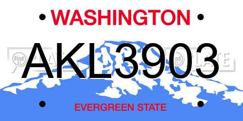 AKL3903 Washington License Plate