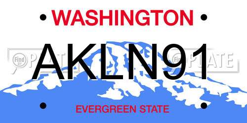 AKLN91 Washington License Plate