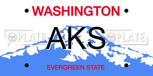 AKS Washington License Plate
