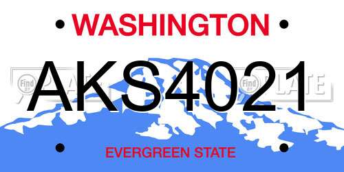 AKS4021 Washington License Plate