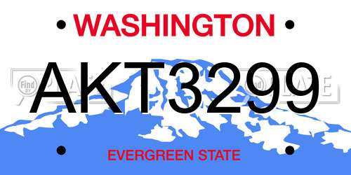 AKT3299 Washington License Plate