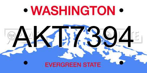 AKT7394 Washington License Plate