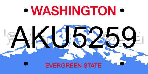 AKU5259 Washington License Plate
