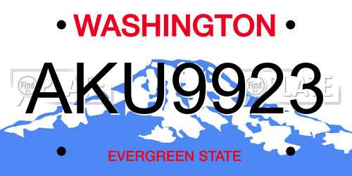 AKU9923 Washington License Plate