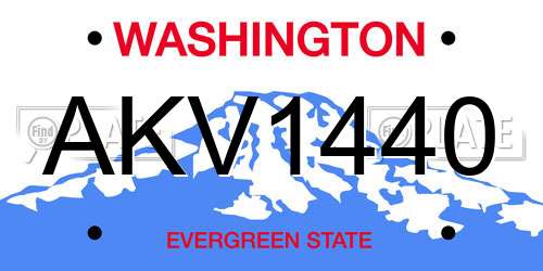AKV1440 Washington License Plate