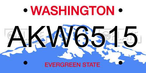 AKW6515 Washington License Plate