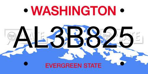 AL3B825 Washington License Plate