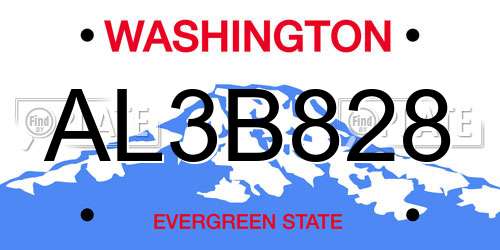 AL3B828 Washington License Plate