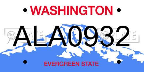 ALA0932 Washington License Plate