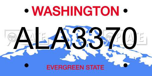 ALA3370 Washington License Plate