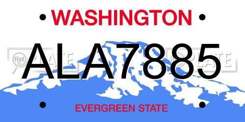 ALA7885 Washington License Plate