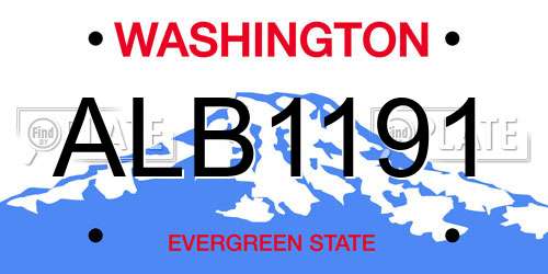 ALB1191 Washington License Plate