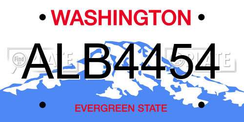 ALB4454 Washington License Plate
