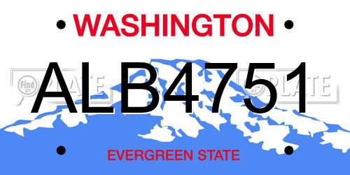 ALB4751 Washington License Plate