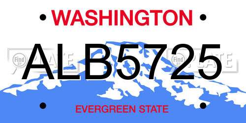 ALB5725 Washington License Plate