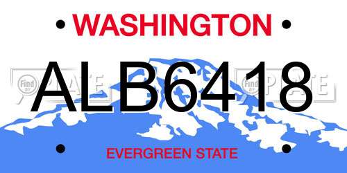 ALB6418 Washington License Plate