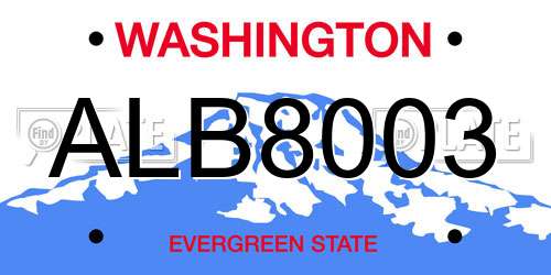 ALB8003 Washington License Plate