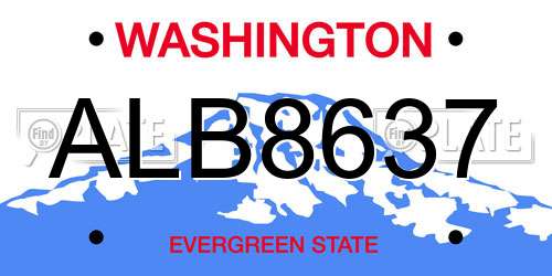ALB8637 Washington License Plate