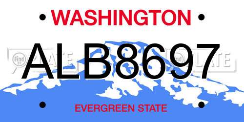 ALB8697 Washington License Plate