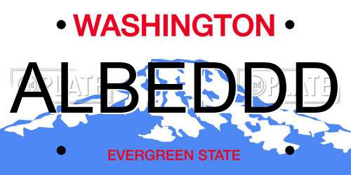 ALBEDDD Washington License Plate