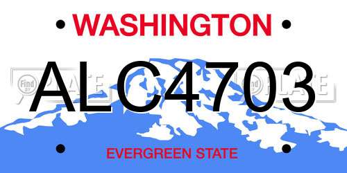 ALC4703 Washington License Plate
