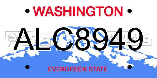 ALC8949 Washington License Plate