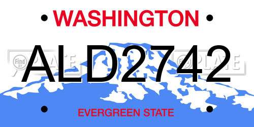 ALD2742 Washington License Plate