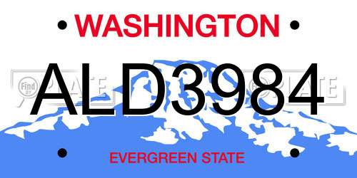 ALD3984 Washington License Plate