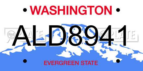 ALD8941 Washington License Plate