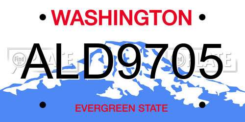 ALD9705 Washington License Plate