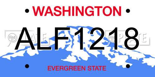 ALF1218 Washington License Plate