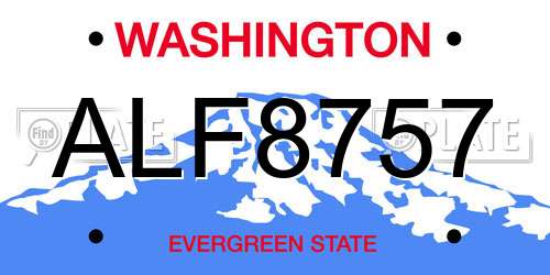 ALF8757 Washington License Plate