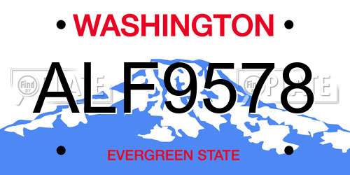 ALF9578 Washington License Plate