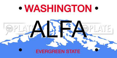 ALFA Washington License Plate
