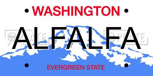 ALFALFA Washington License Plate