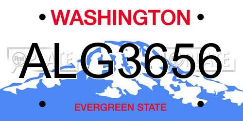 ALG3656 Washington License Plate