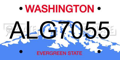 ALG7055 Washington License Plate