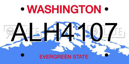 ALH4107 Washington License Plate