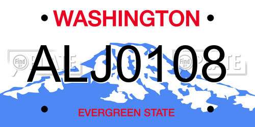 ALJ0108 Washington License Plate