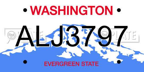 ALJ3797 Washington License Plate