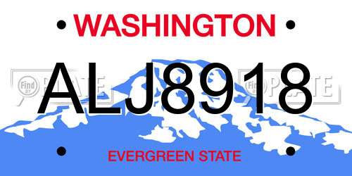 ALJ8918 Washington License Plate