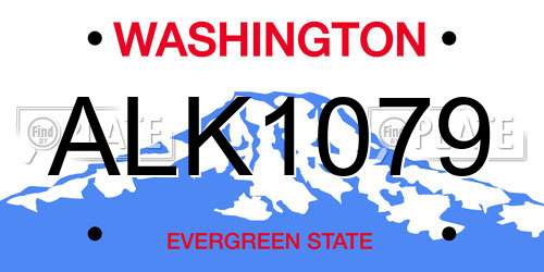 ALK1079 Washington License Plate