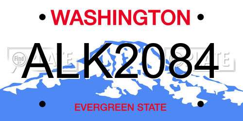 ALK2084 Washington License Plate